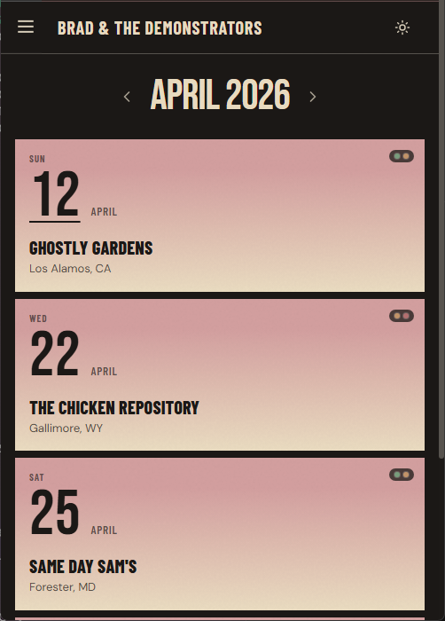 TourDeck calendar on mobile